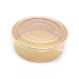 Omeyva Yuvarlak Şeffaf Kapaklı Kağıt Karton Kraft Salata Yemek Kabı Kase- 38 Oz - 1100 Ml. -30 Adet