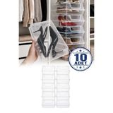 omilife 10'lu Şeffaf Ayakkabı Kutusu Kapaklı İstiflenebilir Kadın Ayakkabı Organizer