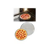 omilife 28 cm Pizza Ve Lahmacun Tepsisi Delikli Paslanmaz Çelik Tepsi Pizza Lahmacun Pide Tepsisi