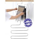 Omilife 5 Katlı Metal Pantolon Askısı Yer Tasarruflu Şal Eşarp Gardolap Organizeri 35x27 cm - Krom