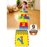 Omilife 9 Parça Büyük Boy Eva Sayılı Puzzle Oyun Matı Rakamlı Çocuk Yer Matı Renkli Zemin Karosu - Çok Renkli - 33 x 33 cm