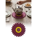 Omilife Ayçiçeği Model Kaymaz Silikon Nihale – Tencere, Tava, Çaydanlık ve Servis Altlığı 18,5 x 18,5 cm - Bordo
