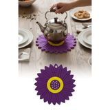 Omilife Ayçiçeği Model Kaymaz Silikon Nihale – Tencere, Tava, Çaydanlık ve Servis Altlığı 18,5 x 18,5 cm - Mor