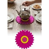 Omilife Ayçiçeği Model Kaymaz Silikon Nihale – Tencere, Tava, Çaydanlık ve Servis Altlığı 18,5 x 18,5 cm - Pembe