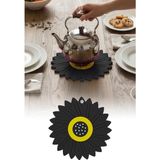 Omilife Ayçiçeği Model Kaymaz Silikon Nihale – Tencere, Tava, Çaydanlık ve Servis Altlığı 18,5 x 18,5 cm - Siyah