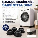 Omilife Beyaz Eşya Altlığı Titreşim Önleyici Çamaşır Makinesi Altlığı Kaydırmaz Vantuzlu Koruyucu Stoper Kauçuk 4 Adet - Siyah