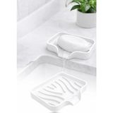 omilife Beyaz Silikon Katı Sabunluk Vantuzlu Su Giderli Kaymaz Banyo Mutfak Organizeri 12 cm