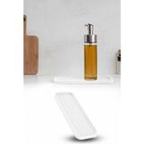 Omilife Beyaz Silikon Yağdanlık Altlığı Kaydırmaz Mutfak Organizer Yağlık Sirkelik Standı 23X10 cm
