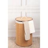 Omilife Doğal Bambu Oval Banyo Çamaşır Sepeti Şık ve Dayanıklı Kirli Çamaşır Düzenleyici - Ahşap