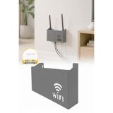 omilife Gri Duvara Asılabilir Vidalı Askı Yapışkanlı Modem Kutusu WiFi Router Rafı 25x15x6 cm