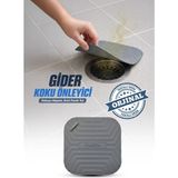 Omilife Gri Kare Silikon Gider Kapağı Koku Önleyici Lavabo Banyo Mutfak Gider Tıkacı 14.5 cm