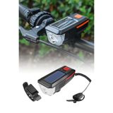 omilife Güneş Enerjili Bisiklet Farı USB Şarjlı Kornalı LED Scooter Feneri Su Geçirmez 11 cm