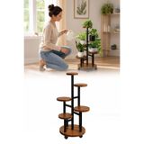 omilife Metal 5 Katlı Tekerlekli Çiçeklik Saksılık Daire Model Dekoratif Bitki Rafı