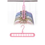 omilife Pembe 9 Gözlü Döner Başlıklı Gömlek Tişört Askısı Yer Tasarruflu Dolap Organizeri 33,5 cm