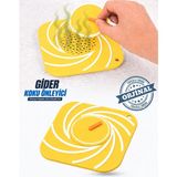 Omilife Sarı Silikon Gider Kapağı Delikli Koku Önleyici Lavabo Süzgeci Banyo Mutfak Gider Matı 15x15