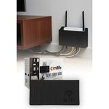 omilife Siyah Duvara Asılabilir Vidalı Askı Yapışkanlı Modem Kutusu WiFi Router Rafı 25x15x6 cm