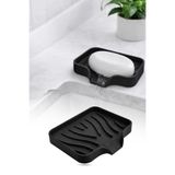 omilife Siyah Silikon Vantuzlu Su Giderli Esnek Sabunluk Mutfak Banyo Lavabo Üstü Sabunluk