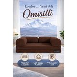 Omisilli Eko Kanepe, Fitilli Kadife,yıkanır,çökmez,katlanabilir Yataklı Kanepe,cırt BANTLI(90X200X32) - Kahverengi