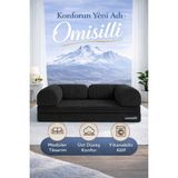 Omisilli Eko Kanepe, Fitilli Kadife,yıkanır,çökmez,katlanabilir Yataklı Kanepe,cırt BANTLI(90X200X32) - Siyah