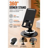 omitech 360° Döner Alüminyum Ayarlanabilir Telefon ve Tablet Standı Katlanabilir Masaüstü Telefon Tutucu