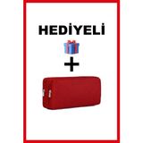 Omix Çift Bölmeli Kalemlik, Kalem Kutusu (Hediyeli) - Kırmızı
