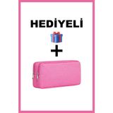Omix Çift Bölmeli Kalemlik, Kalem Kutusu (Hediyeli) - Pembe