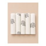 OMIYA BABY 5'li Ağız Mendili Elephant Desenli 25x25 cm %100 Pamuk Yumuşak Dokulu Bebek Mendili