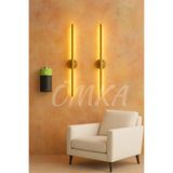 ömka design Modern Pilli Ortadan Taslı 2'li Eskitme Gold Günışığı Led Aplik Pil Hediyeli