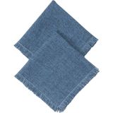 Ommport 2li Lacivert Püsküllü 45X45 cm Keten Peçete Seti - Standart