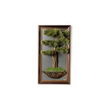Omnia Concept Bonsai Tablaeu - 4 - Mdf Plaka Üzerinde Çerçeveli 3 Boyutlu Yapay Ağaç Tablosu 33X60 Cm