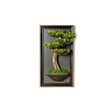 Omnia Concept Bonsai Tablaeu - 5 - Mdf Plaka Üzerinde Çerçeveli 3 Boyutlu Yapay Ağaç Tablosu 33X60 Cm