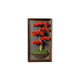 Omnia Concept Bonsai Tablaeu - 6-1 - Mdf Plaka Üzerinde Çerçeveli 3 Boyutlu Yapay Ağaç Tablosu 33X60 Cm