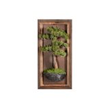 Omnia Concept Timber Bonsai Tablaeu - 4 - Masif Ahşap Çerçeveli 3 Boyutlu Yapay Ağaç Tablosu 33X60 Cm