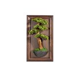 Omnia Concept Timber Bonsai Tablaeu - 5 - Masif Ahşap Çerçeveli 3 Boyutlu Yapay Ağaç Tablosu 33X60 Cm
