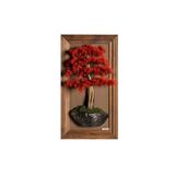 Omnia Concept Timber Bonsai Tablaeu - 6-1 - Masif Ahşap Çerçeveli 3 Boyutlu Yapay Ağaç Tablosu 33X60 Cm