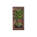 Omnia Concept Timber Bonsai Tablaeu - 7 - Masif Ahşap Çerçeveli 3 Boyutlu Yapay Ağaç Tablosu 33X60 Cm