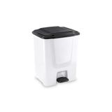 Omnipazar Flora F196-B 10Lt Slim Pedallı Beyaz Plastik Çöp Kovası Siyah Kapak
