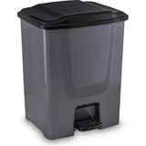 Omnipazar Flora F196-S 10LT Slim Pedallı Gri Plastik Çöp Kovası Siyah Kapak - 1 Adet