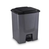 Omnipazar Flora F196-S 10Lt Slim Pedallı Gri Plastik Çöp Kovası Siyah Kapak