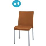 Omnipazar MT-CF875 Vortice Plastik Bahçe Balkon Sandalye 4'lü Set - Kahverengi