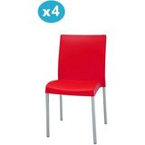 Omnipazar MT-CF875 Vortice Plastik Bahçe Balkon Sandalye 4'lü Set - Kırmızı