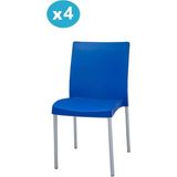Omnipazar MT-CF875 Vortice Plastik Bahçe Balkon Sandalye 4'lü Set - Mavi
