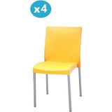 Omnipazar MT-CF875 Vortice Plastik Bahçe Balkon Sandalye 4'lü Set - Sarı