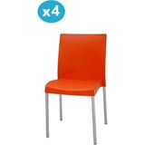 Omnipazar MT-CF875 Vortice Plastik Bahçe Balkon Sandalye 4'lü Set - Turuncu