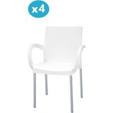 Omnipazar MT-CF880 Mare Plastik Bahçe Balkon Koltuk Sandalye 4'lü Set - Beyaz