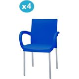 Omnipazar MT-CF880 Mare Plastik Bahçe Balkon Koltuk Sandalye 4'lü Set - Mavi