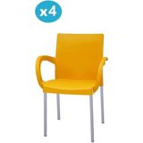 Omnipazar MT-CF880 Mare Plastik Bahçe Balkon Koltuk Sandalye 4'lü Set - Sarı