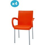 Omnipazar MT-CF880 Mare Plastik Bahçe Balkon Koltuk Sandalye 4'lü Set - Turuncu