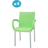 Omnipazar MT-CF880 Mare Plastik Bahçe Balkon Koltuk Sandalye 4'lü Set - Yeşil