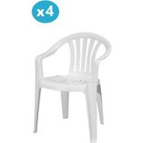 Omnipazar MT-GF101 Carrera Plastik Bahçe Balkon Koltuk Sandalye 4'lü Set - Beyaz